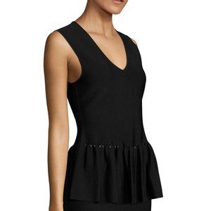 NWT Jonathan Simkhai Black Knit Peplum Top